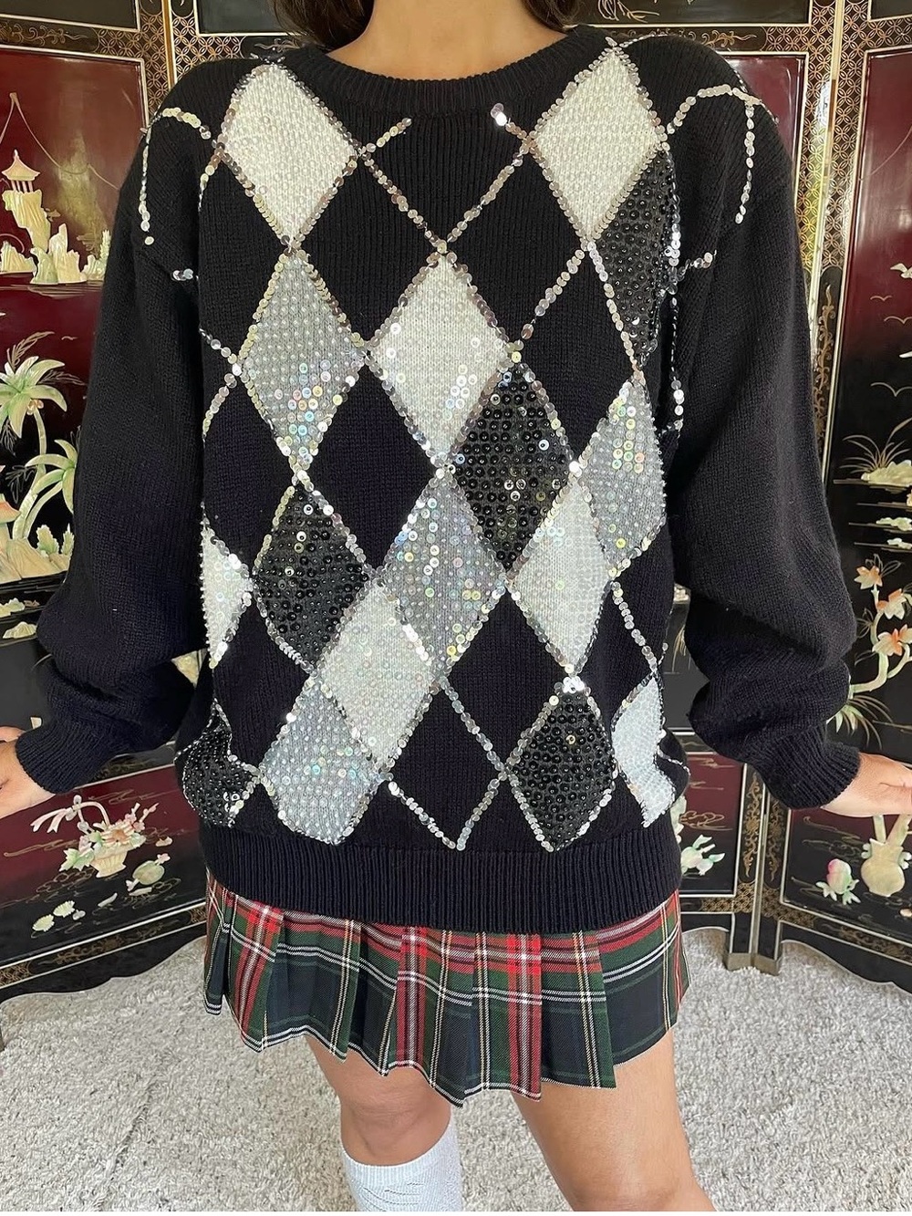 1980s sequined preppy sweater